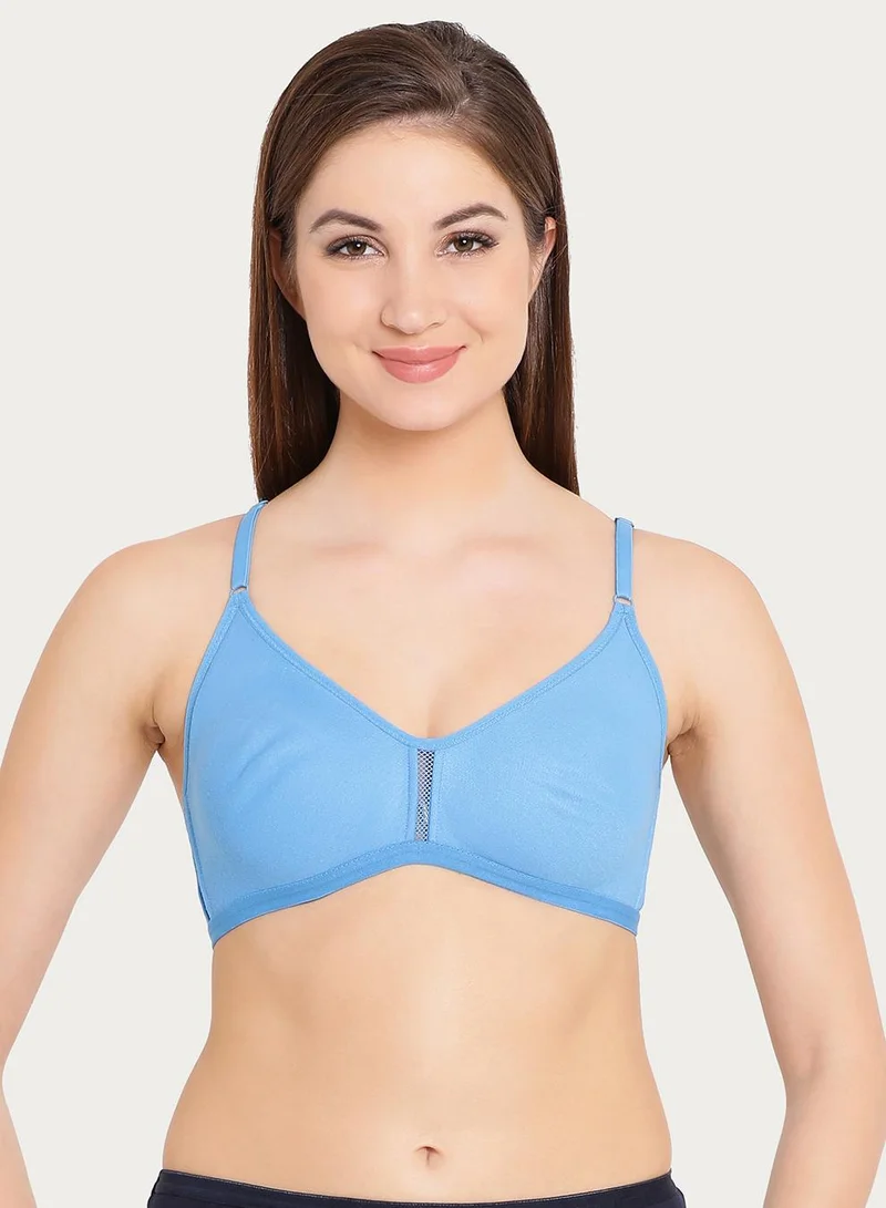 كلوفيا Smoothie Non-Padded Non-Wired Full Coverage Bra in Powder Blue - Cotton Rich